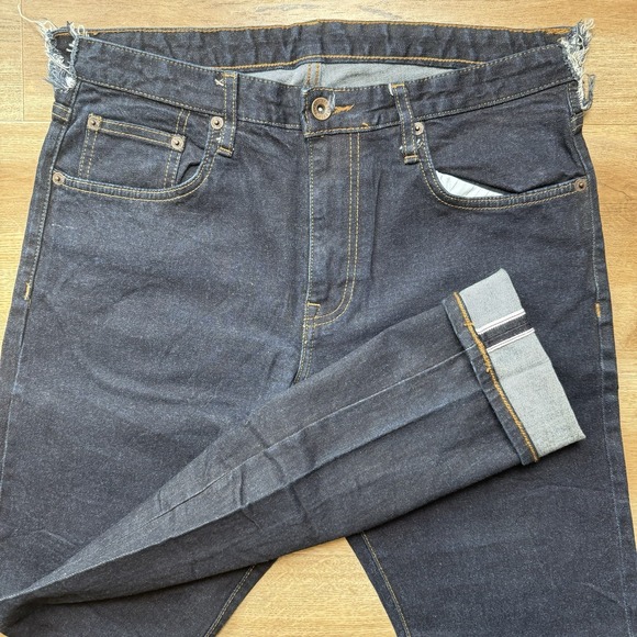 Selvedge Jeans Men 32x33 Blue Indigo Wash Japanese Redline Slim Fit Ben Sherman - Picture 1 of 15